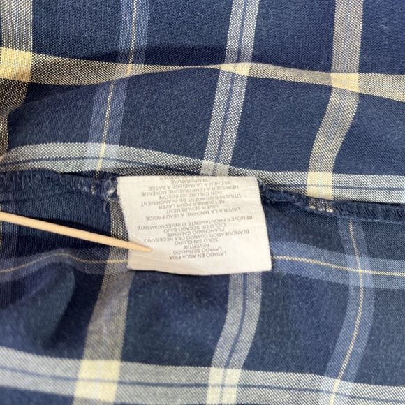 Wrangler Mens Button Down Shirt LG Blue Plaid Short Sleeve Rugged Wear Outdoors - Picture 9 of 10